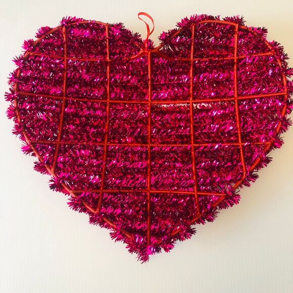 Valentine's Day Tinsel Heart Shaped Faces Shimmery Shiny Fun Decor - Picture 5 of 11